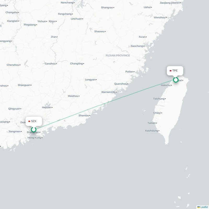 SZX - TPE route map