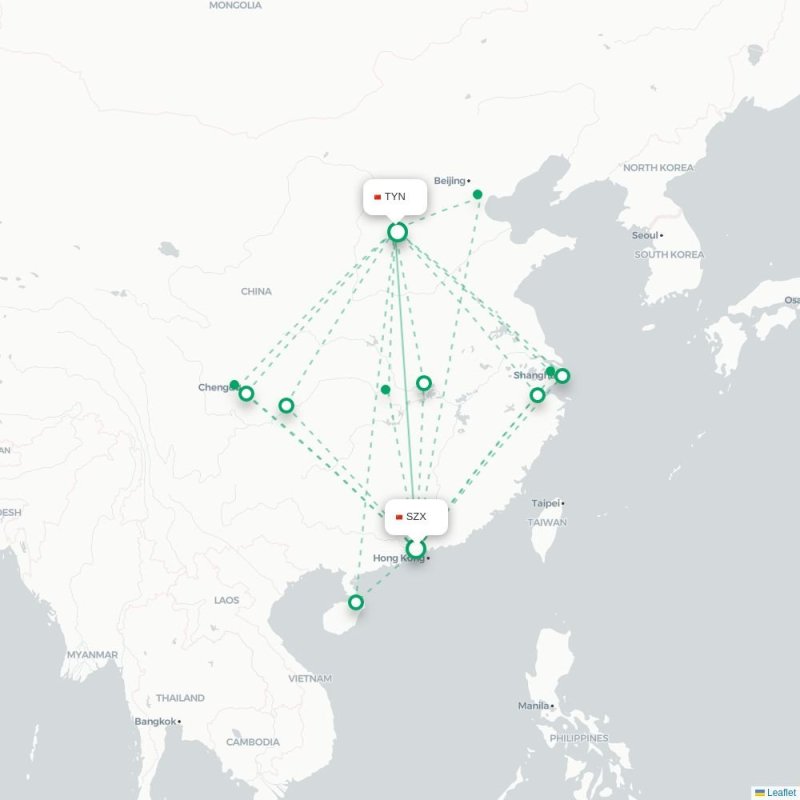 SZX - TYN route map