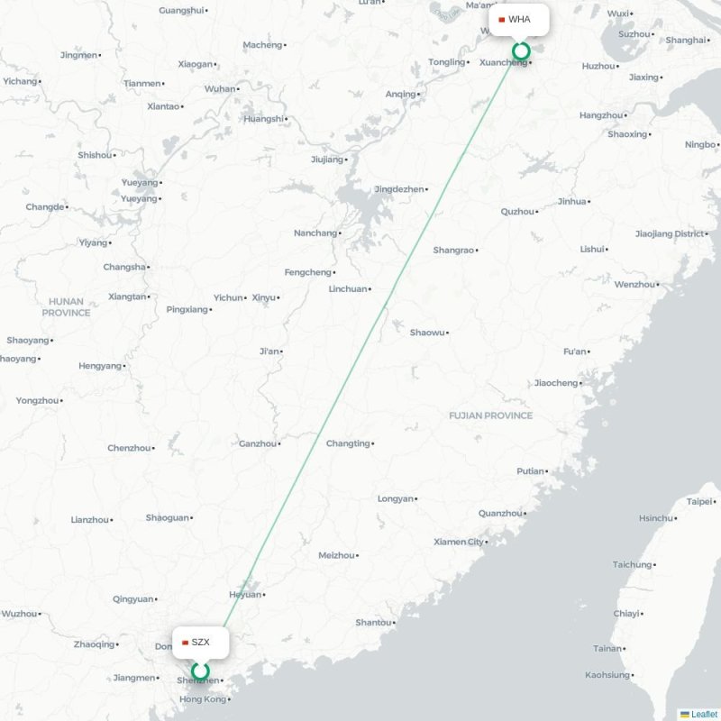SZX - WHA route map