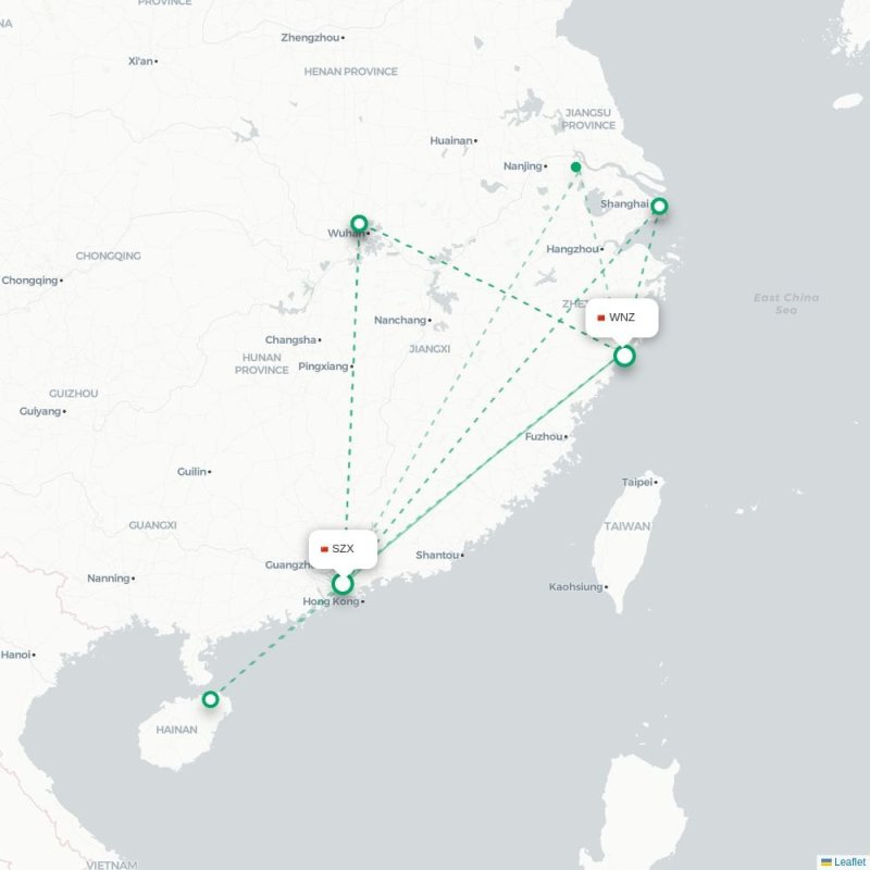 SZX - WNZ route map