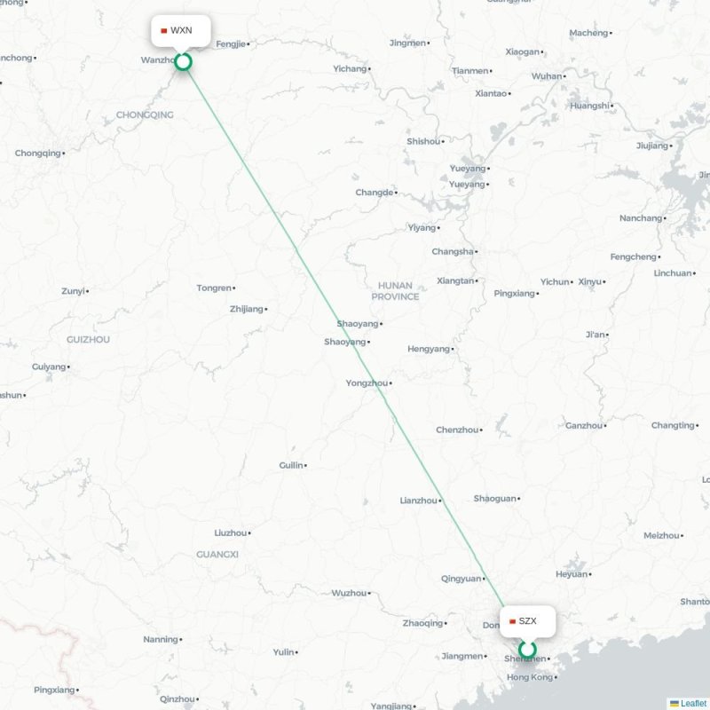 SZX - WXN route map