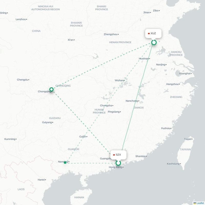 SZX - XUZ route map