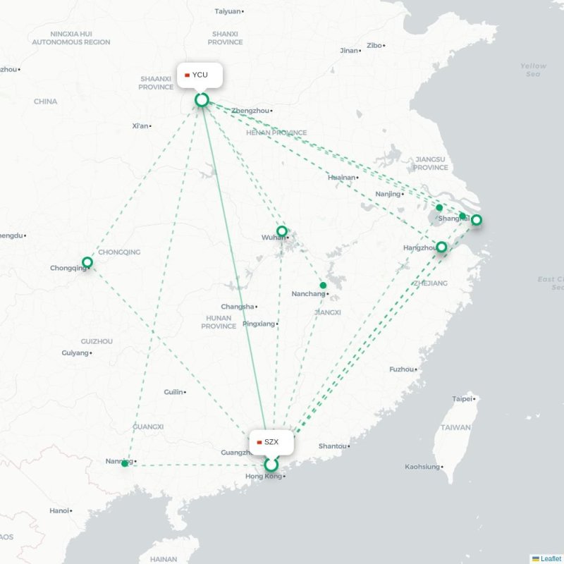 SZX - YCU route map