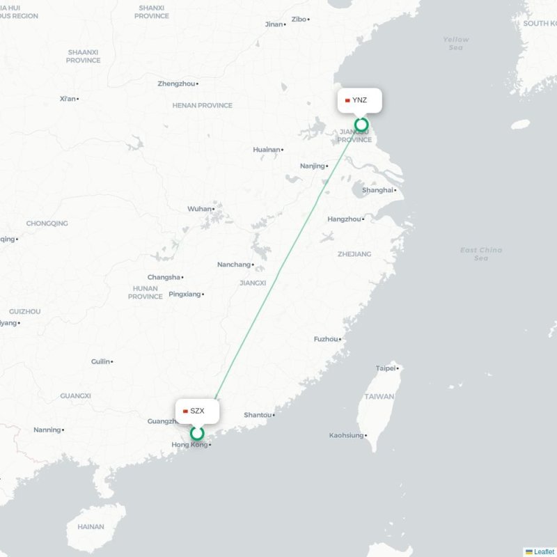 SZX - YNZ route map