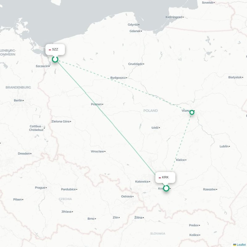 SZZ - KRK route map