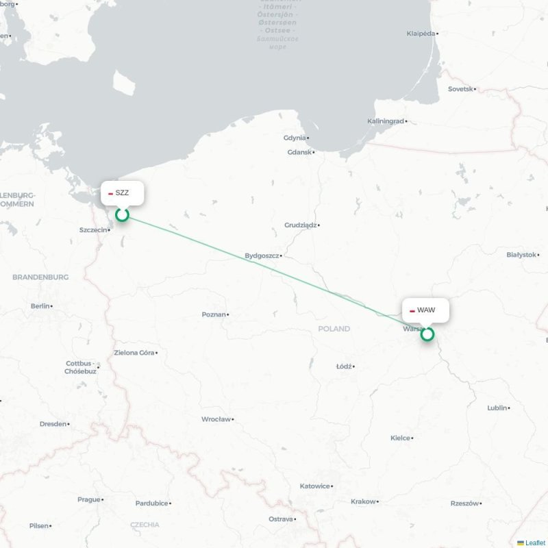 SZZ - WAW route map