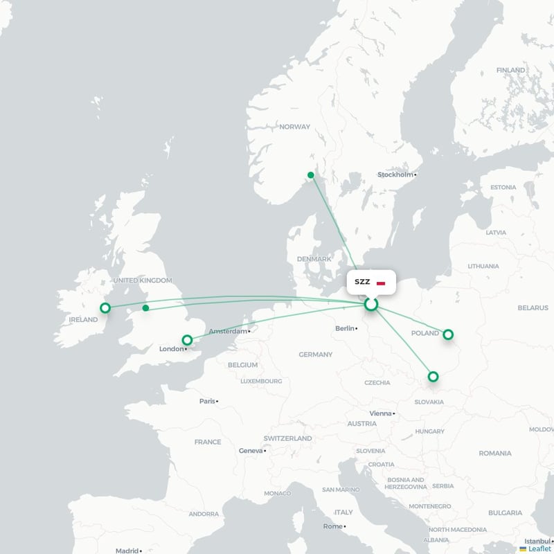 Route map Szczecin  SZZ airport