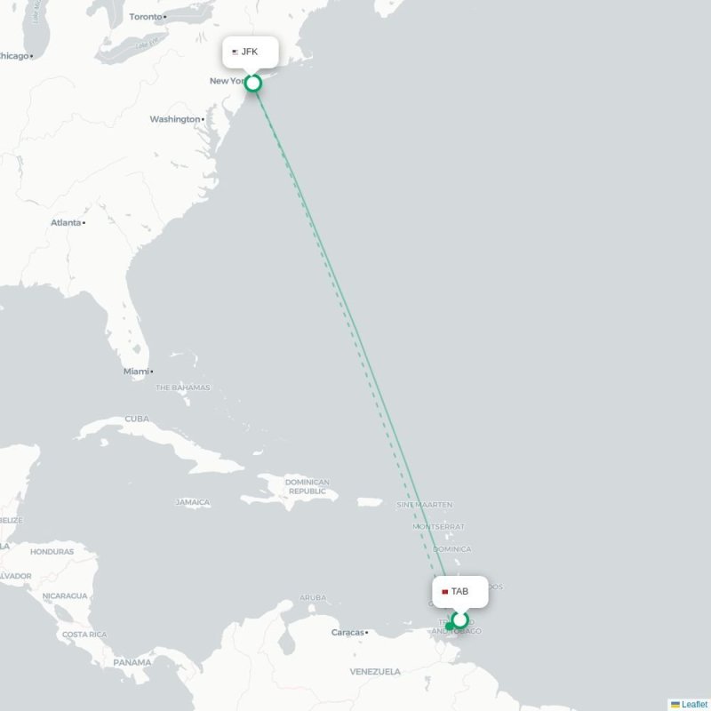 TAB - JFK route map