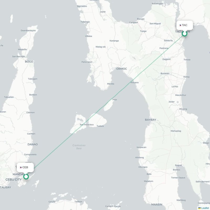 TAC - CEB route map