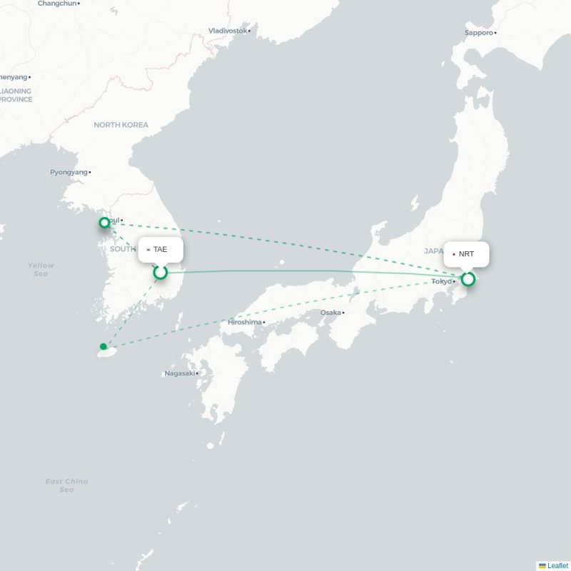 TAE - NRT route map