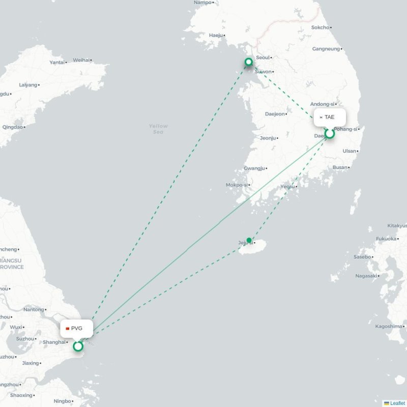 TAE - PVG route map