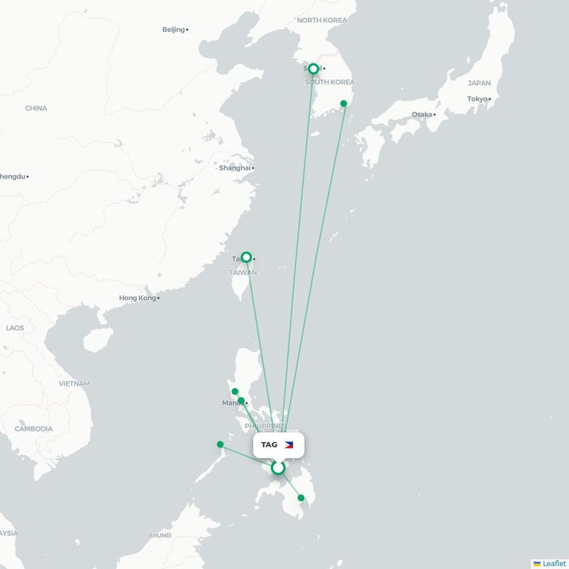 Route map Tagbilaran  TAG airport