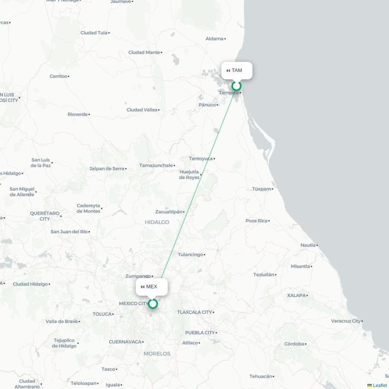 TAM - MEX route map