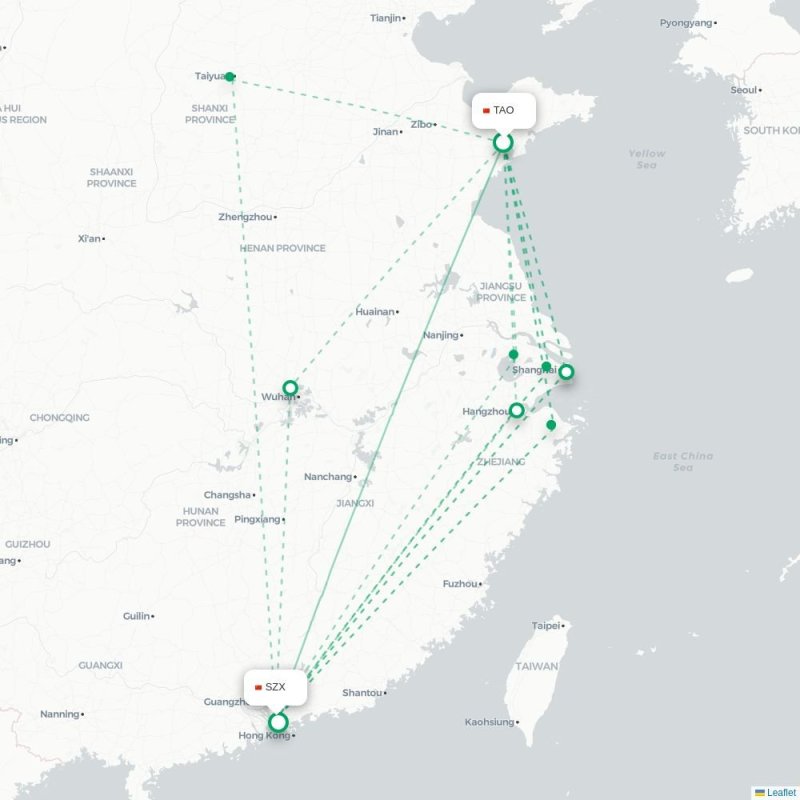 TAO - SZX route map