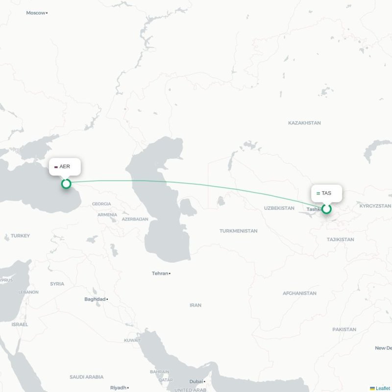 TAS - AER route map