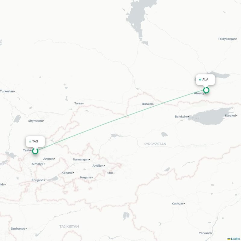 TAS - ALA route map