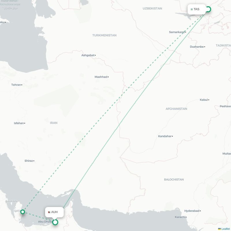 TAS - AUH route map