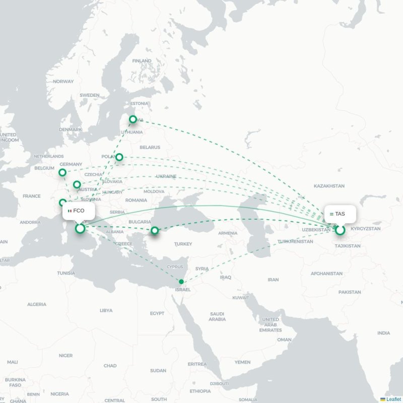 TAS - FCO route map