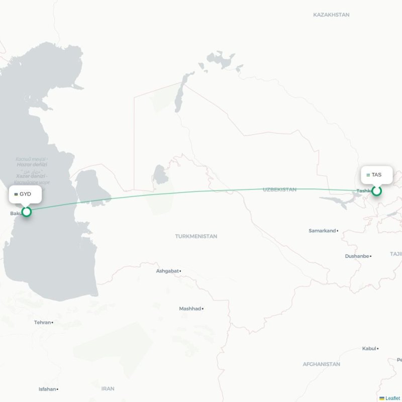 TAS - GYD route map