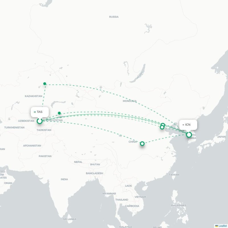 TAS - ICN route map