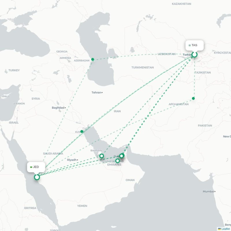 TAS - JED route map