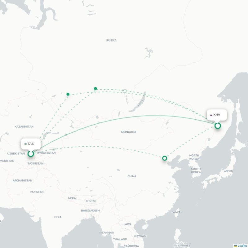 TAS - KHV route map