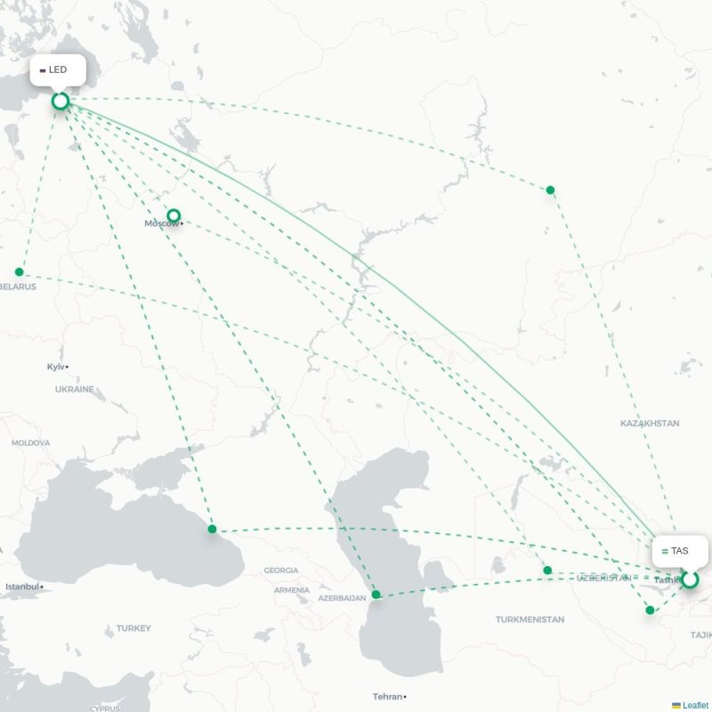 TAS - LED route map