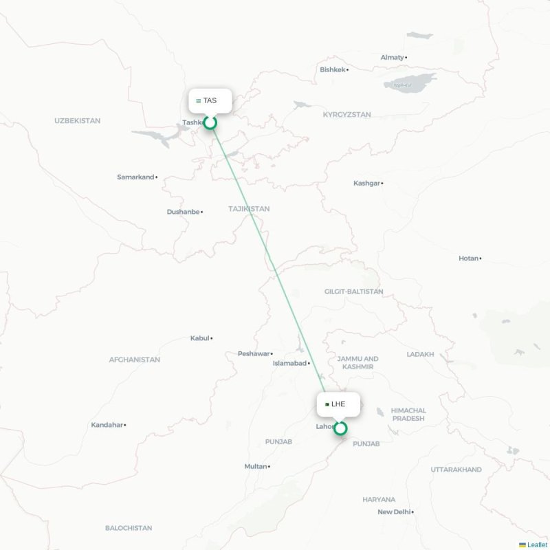 TAS - LHE route map