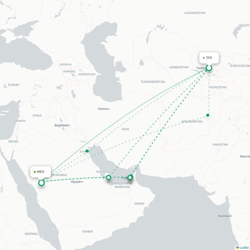 TAS - MED route map