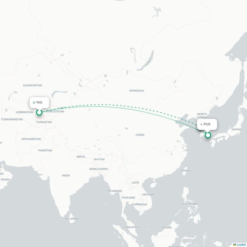 TAS - PUS route map