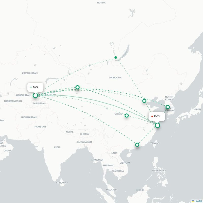 TAS - PVG route map