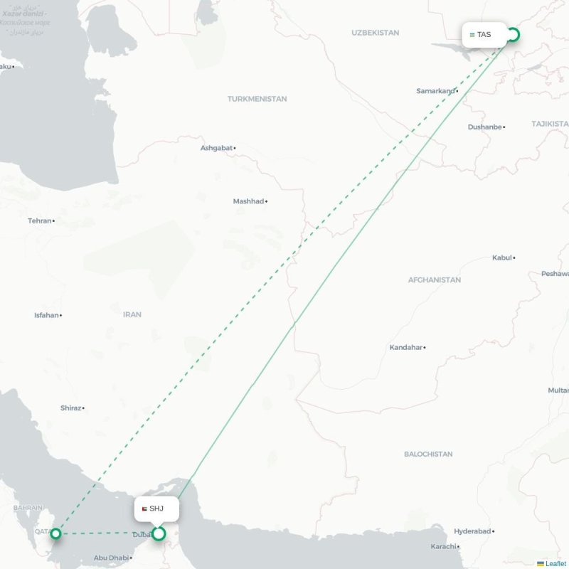 TAS - SHJ route map