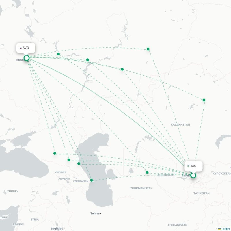 TAS - SVO route map