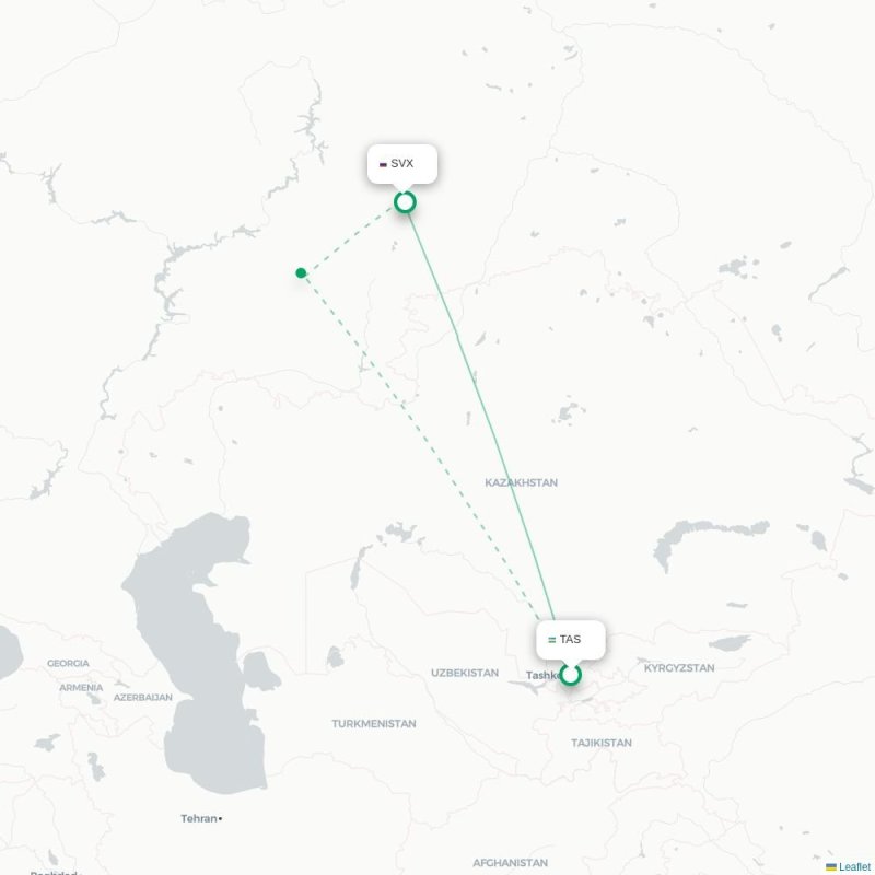 TAS - SVX route map