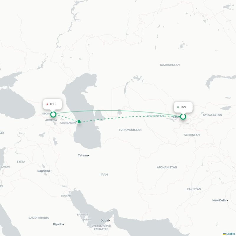 TAS - TBS route map