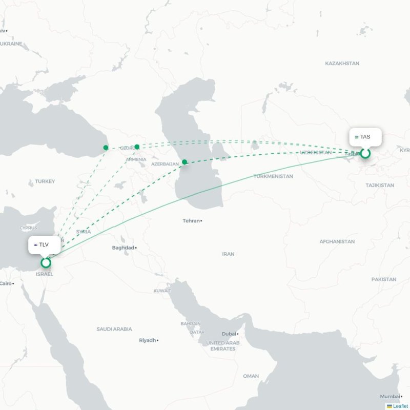 TAS - TLV route map