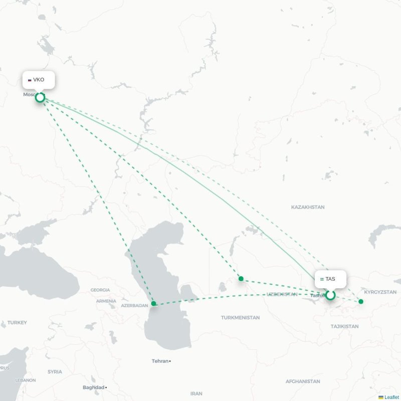 TAS - VKO route map