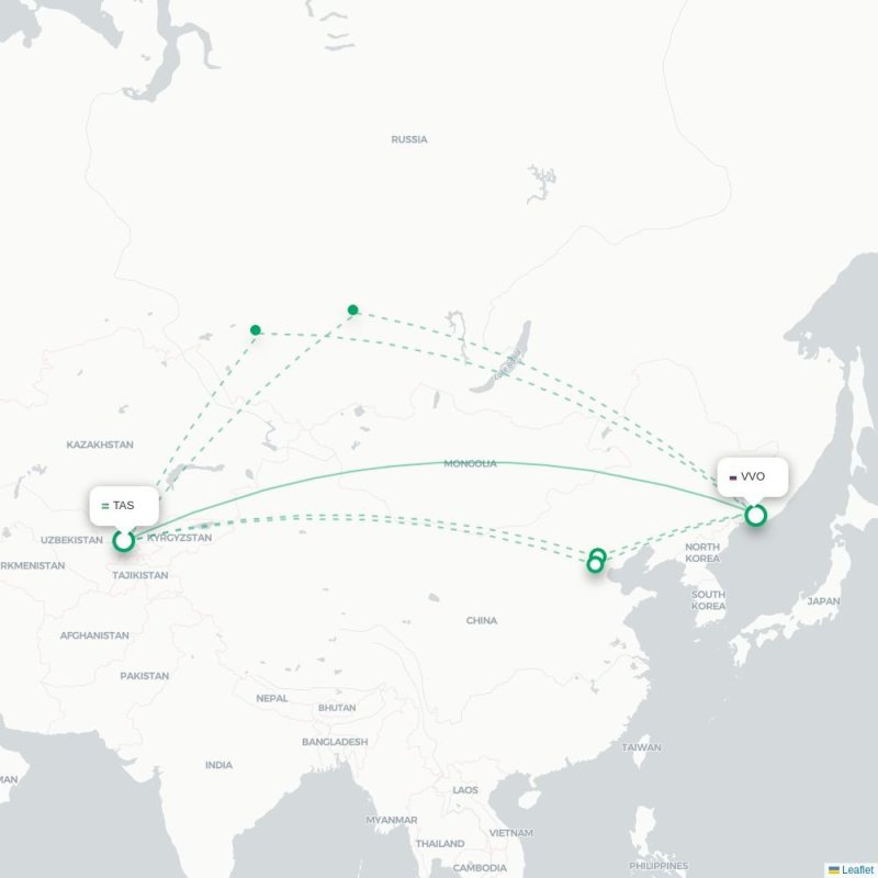 TAS - VVO route map