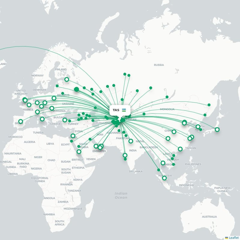 Route map Tashkent  TAS airport