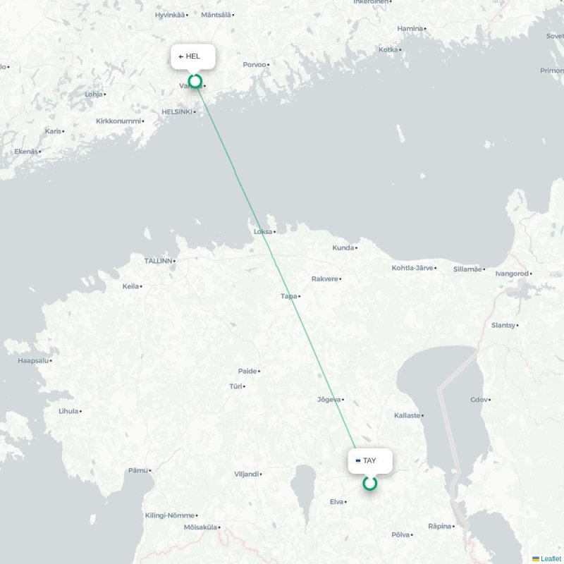 TAY - HEL route map