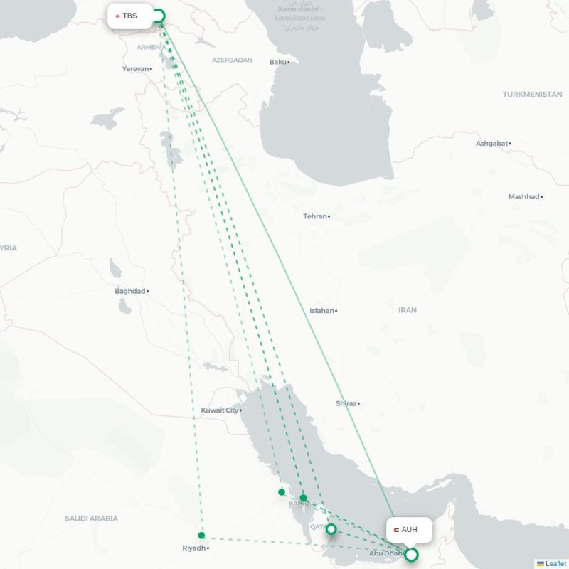 TBS - AUH route map