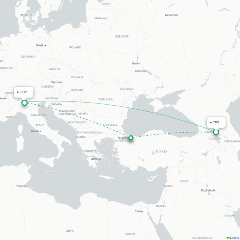 TBS - BGY route map