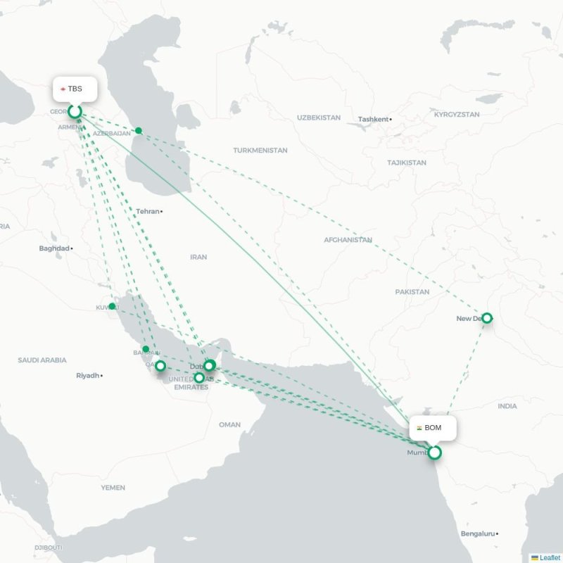 TBS - BOM route map