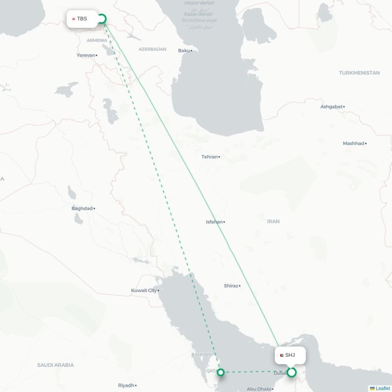 TBS - SHJ route map