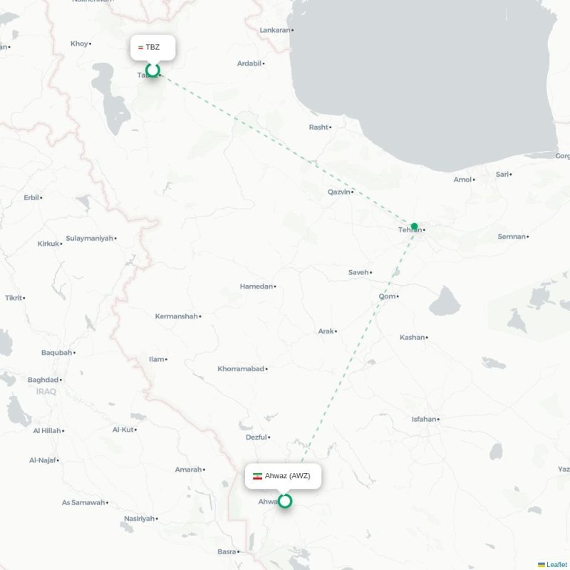 TBZ - AWZ route map