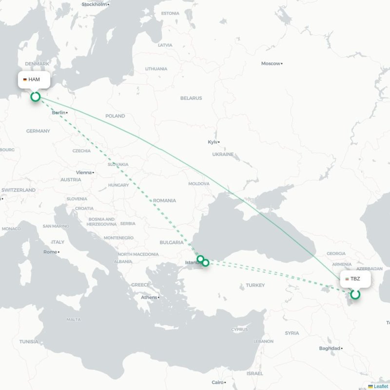 TBZ - HAM route map