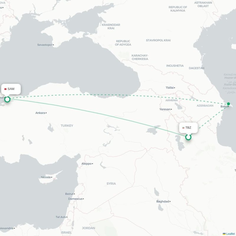 TBZ - SAW route map