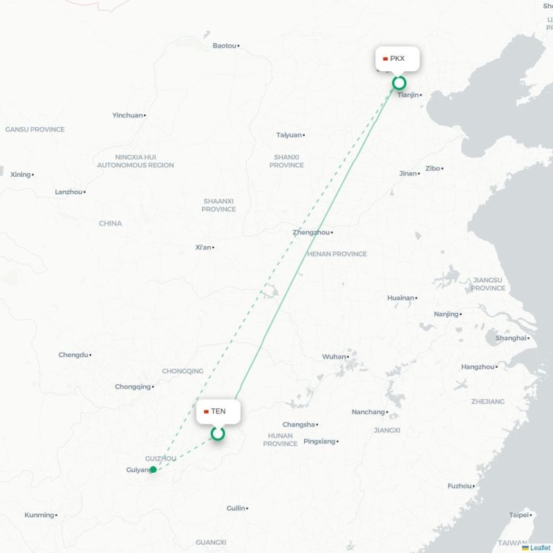 TEN - PKX route map