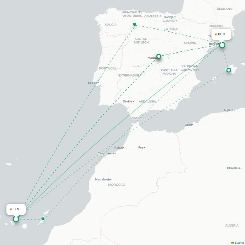 TFN - BCN route map