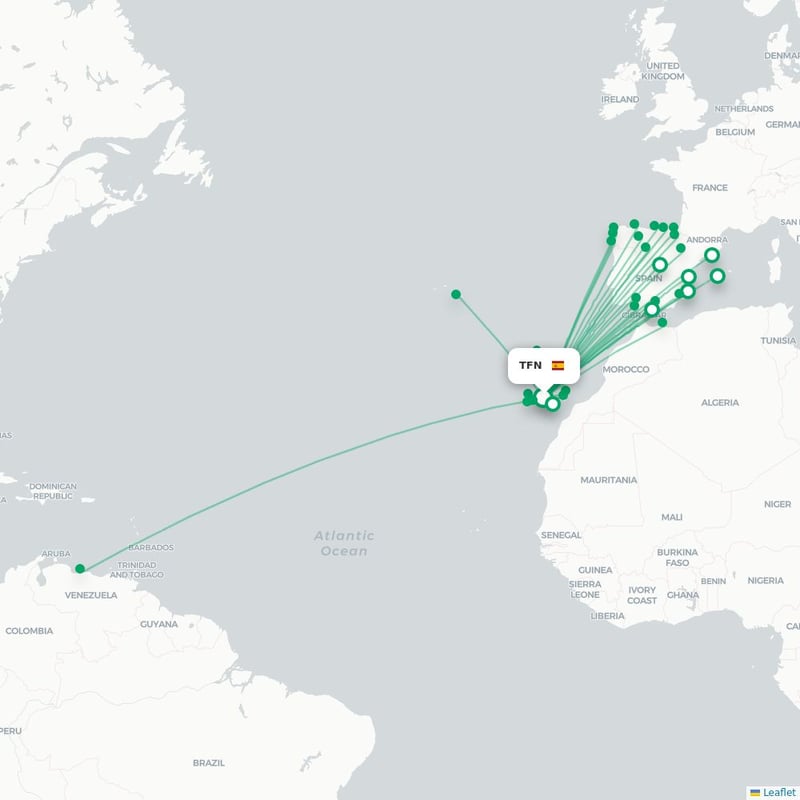 Route map Teneriffa  TFN airport